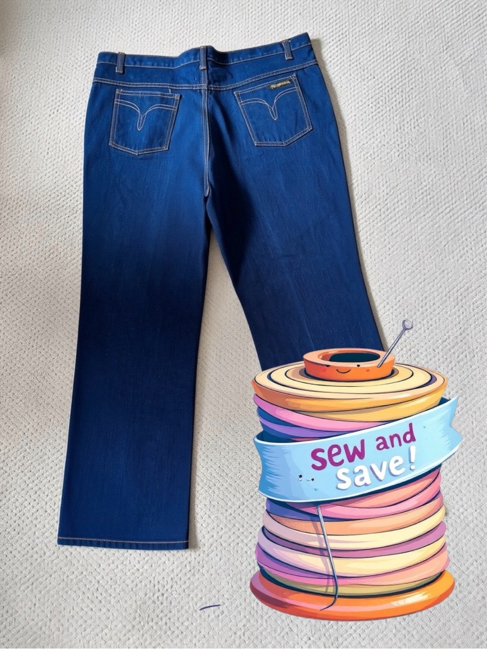 RUFFNECK Denim Straight Dark Blue Jeans 42x30